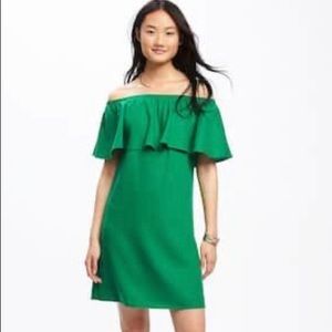 Old Navy Green Off Shoulder Dress Size- Small